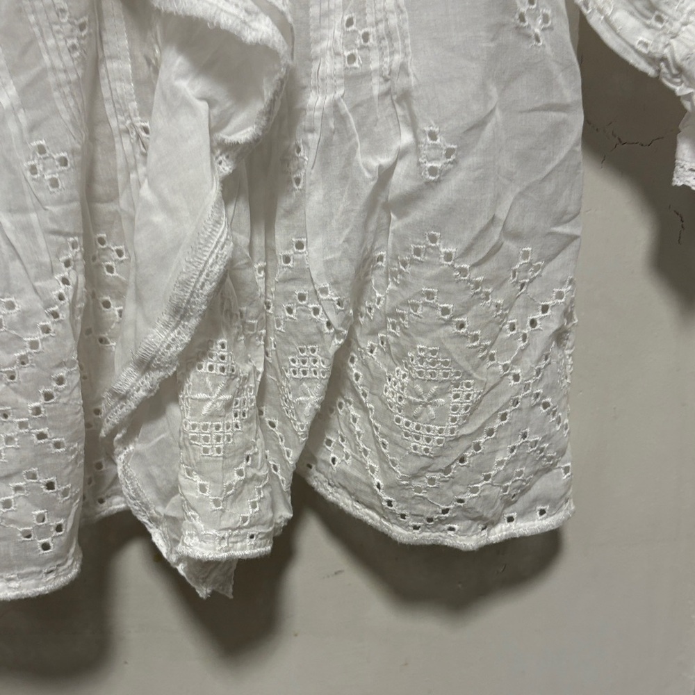 Madewell White Eyelet Ruffle Puffy Sleeve Blouse Top Brand New - Picture 6 of 15